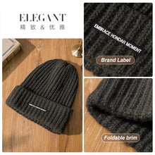 Load image into Gallery viewer, Wool Knit Hats Elastic Cap Winter Windproof and Warm Beanie Hat Solid Color Cap Covers Unisex The Head and Ears For Men Women