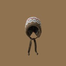 Load image into Gallery viewer, Cute With Strap Jacquard Knitting Hat Wind-Resistant Ear Protection Pullover Bonnets Warm Lace up Earmuffs Pile Cap