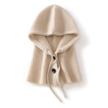 Load image into Gallery viewer, Two-Button Wool Cashmere Knitted Balaclava Hat Hood Scarf Elegant Hats Beanies Women Men Winter Neck Warm Headgear Unisex