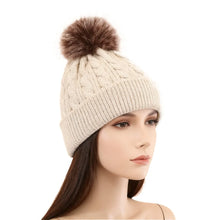 Load image into Gallery viewer, Fashion Thickened Knit Hat Keep Warm Ear Protection Knitted Beanies Pompoms Hat for Woman/Men