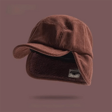 Load image into Gallery viewer, Versatile Retro Bomber Hats Windproof Fleece-Lined Ear Protection Caps Earflap Warm Corduroy Caps Autumn Winter Men Women Wear