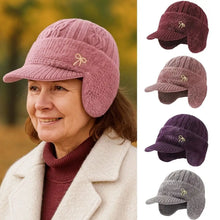 Load image into Gallery viewer, Fashion Middle-aged Mother Hat Bowknot Windproof Knitted Peaked Hat Thickened Keep Warm Bomber Hat Winter