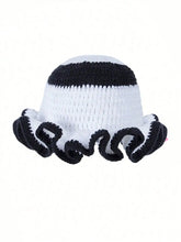 Load image into Gallery viewer, Solid Color Hand Knitted Knit Hat in Bohemian Style with Hollowed Out and Ruffled Design Bucket Shaped Hat Fisherman's Hat