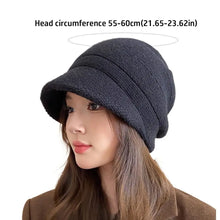 Load image into Gallery viewer, Solid Color Knitted Earflap Hat Yarn Material Warm Design Pullover Hat Minimalist Big Head Circumference Hat For Women Girls