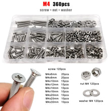 Load image into Gallery viewer, M1.6 M2 M2.5 M3 M4 M5 M6 M8 GB819 304 A2 Stainless Steel Cross Phillips Flat Countersunk Head Screw Bolt Nut Washer Set Kit Box