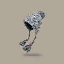 Load image into Gallery viewer, Fashion Tassels Knitted Hat Warm Solid Color Beanie Hat Cold Proof Windproof Earflap Cap Winter