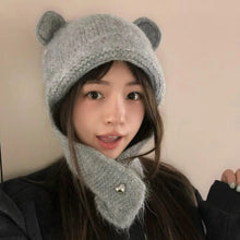 Load image into Gallery viewer, Fashion Cute Bear Ears Knitted Hat Windproof Cold Proof Warm Hat Ear Protector Hat Women