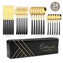 Load image into Gallery viewer, Western Food Knife and Fork 24-Piece Set Steak Knife and Fork round Spoon Stainless Steel Spoon