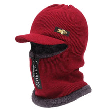 Load image into Gallery viewer, Autumn and winter men's cold resistant and warm woolen hat, cycling knitted hat, neck and ear protection integrated cotton hat