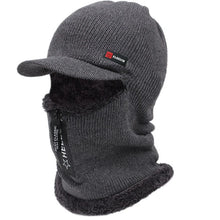 Load image into Gallery viewer, Autumn and winter men's cold resistant and warm woolen hat, cycling knitted hat, neck and ear protection integrated cotton hat