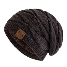 Load image into Gallery viewer, Unisex Slouchy Winter Hats Warm Fleece Lined Beanie Cap Men Women Casual FS Label Decor Winter Mixed Color Knitted Hats