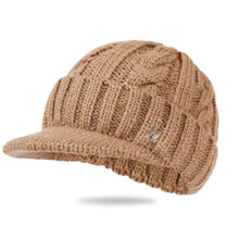 Load image into Gallery viewer, Big Size 65cm Keep Warm Beanies for Men Outdoor Short Brim Duck Tongue Cap Winter Plush Thick Fried Dough Twists Knitting Hat