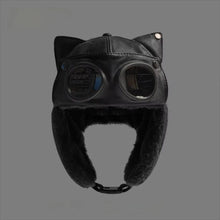 Load image into Gallery viewer, Fashion Retro Bomber Hat PU Leather Plus Fluff Pilot Hat Windproof Velvet Lining Winter Ear Protection Hat Unisex
