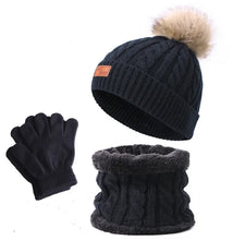 Load image into Gallery viewer, 3PCS Children Winter Hat Scarf Gloves Set,outdoor Boys and Girls Knitted Hooded Fleece,Soft Comfortable Hats for Young Children