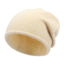 Load image into Gallery viewer, Creative Cotton Cashmere Warm Hat Rolled Hem Solid Color Knitted Hat Windproof Pullover Cap Autumn Winter