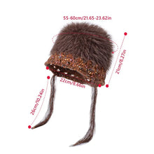 Load image into Gallery viewer, Versatile INS Style Pullover Cap Ear Protection Mixed-color Straps Bomber Hats Big Head Handmade Knitted Cap Women Girls Maiden