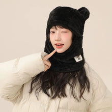 Load image into Gallery viewer, New Cute Bear Integrated Hat Scarf Set Fluffy Fur Windproof Pullover Cap Coldproof Warm Hooded Hat Autumn and Winter