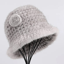 Load image into Gallery viewer, Women's Winter Gneuine Mink Fur Textile Knitted Bucket Hat Real Fur Fluffy Fishman Cap Cold Weather Warm Hats For Lady Luxury