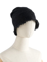 Load image into Gallery viewer, Mens Unisex Autumn Winter Cashmere 35% Cap Knit Bell Hat Broke Hem Warm Tassels Beanie Wool Rough Edge Bucket Hat Black Brown