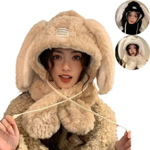 Load image into Gallery viewer, Thickened Hat Scarf Gloves Set Cute Rabbit Ear Winter Warm Ear Protection Cap Fleece-lined and Thickened Women Beanies Cap
