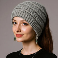 Load image into Gallery viewer, Warm Solid Color Ponytail Beanie Hat Headwear Ear Protection Women's Hat Thicken Knitting Headband Autumn