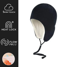Load image into Gallery viewer, Windproof Sports Skiing Hat Thick Fleece Adjustable Drawstring Warm Fleece Hat Ear-Flap Design Warm Cycling Beanie