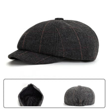 Load image into Gallery viewer, Men Women Wool Newsboy Caps Herringbone Flat Caps Coffee British Gatsby Caps Autumn Winter Warm Woolen Hats Gorras