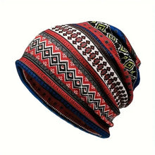 Load image into Gallery viewer, Contrasting Colors Pullover Hat Multifunctional Plaid Print Turban Hats Scarf Pullover Hat Casual Hedging Cap Autumn and Winter