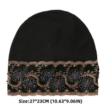 Load image into Gallery viewer, New Luxury Embroidery Turban Cap Women Floral Rhinestone Islamic Headwear Bonnet Lace Modal Female Head Wraps