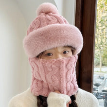 Load image into Gallery viewer, 2pcs Womens Winter Warm Elastic Ear Protection Knitt Scarf Mask Hat Fleece Lined Beanie Hat One-Piece Hat for Outdoor,daily Wear