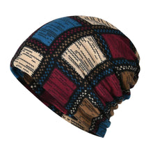 Load image into Gallery viewer, Contrasting Colors Pullover Hat Plaid Print Scarf Pullover Hat Turban Hats Multifunctional Keep Warm Women's Pile Hat