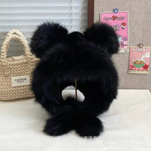 Load image into Gallery viewer, Winter Warm Hat Cute Lacing Bear Ears Hat Ear Protection Velvet Rabbit Ear Woolen Bucket Hat Women