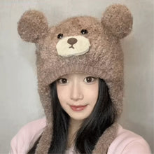 Load image into Gallery viewer, Fashion Cold-proof Faux Fur Beanies Hat Thicken Cold Protection Winter Anti Cold Hat Cute Knitted Bobble Cap Women Accessories