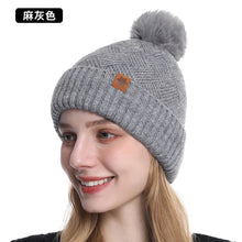 Load image into Gallery viewer, Men's / Women's Outdoor Warm Fleece-lined Knitted Hats Winter Cold-proof Double-layer Stocking Cap One/three-piece Set Skullies