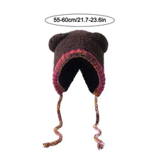 Load image into Gallery viewer, Casual Bear Ear Knitted Woolen Hat Thickened Windproof Beanies Cap Keep Warm Winter Bomber Cap Outdoor
