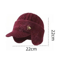 Load image into Gallery viewer, Fashion Middle-aged Mother Hat Bowknot Windproof Knitted Peaked Hat Thickened Keep Warm Bomber Hat Winter