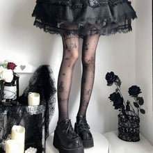 Load image into Gallery viewer, Fashion Ultra-Thin Patterned Stockings Symbol Print JK Style Music Note Tights Stretchy Fabric Piano Tights Club Party