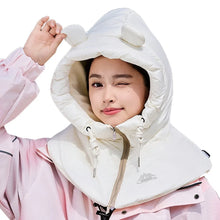 Load image into Gallery viewer, Warm Winter Down Hooded Hats Ultralight Drawstring Coat Short Tank Top Zippper Removable Neck Cover Fake High Collars Women's