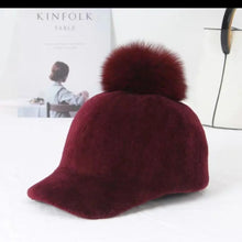 Load image into Gallery viewer, Women's Autumn Winter Fur Hat Sheep Velvet Fox Ball Cap Warm Cozy Animal Print Fashion Accessory