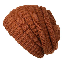 Load image into Gallery viewer, Stylish Solid Color Warm Knitted Hat Soft Elastic Windproof Winter Knit Beanies Keep Warm Without Brim Knit Slouchy Beanie Adult