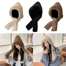 Load image into Gallery viewer, Fashion Winter Hat Scarf Adjustable Windproof One-piece Hat Breathable Fleece Lined Cross Neck Warm Hat Winter