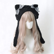 Load image into Gallery viewer, Fashion Cartoon Knitted Cat Ear Hat Ear Protection With Bow Crochet Wool Hat Cute Casual Photo Props Cap Outdoor