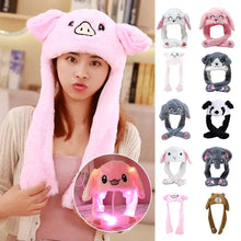 Load image into Gallery viewer, Funny Cartoon Glowing Moving Hat Neck Warmer Headwear Animal Earflap Hat Animal Movable Ears Airbag Cap Winter