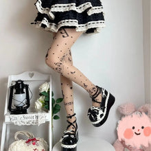 Load image into Gallery viewer, Fashion Ultra-Thin Patterned Stockings Symbol Print JK Style Music Note Tights Stretchy Fabric Piano Tights Club Party