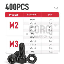 Load image into Gallery viewer, 1140 Black Steel Socket Head Hex Round Cap Screws Set M2 M3 M4 M5 M6 Grade 12.9 DIN912 Allen Bolts Nuts Assortment Kit Tool Box
