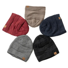 Load image into Gallery viewer, Unisex Fur Lined Winter Beanie Cap Soft Thick Warm Slouchy Hat Windproof Cuffed Design Knitted Hats