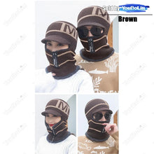 Load image into Gallery viewer, Winter Unsex Crochet M Letter Pattern Knit Thickening Fleece Lined Windproof Skull Hat Cycling Ski Head Neck Face Warm Mask Cap