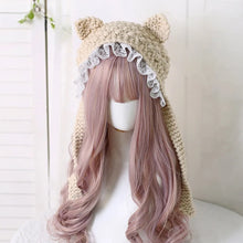 Load image into Gallery viewer, Fashion Cartoon Knitted Cat Ear Hat Ear Protection With Bow Crochet Wool Hat Cute Casual Photo Props Cap Outdoor