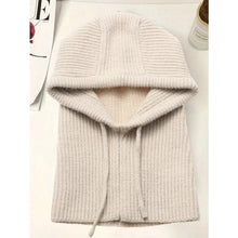 Load image into Gallery viewer, 1pc Winter Warm Knitted Balaclava Cap,Outdoor ProofHood Scarf Neck Elastic Drawstring Soft Thick Beanie Hat for Skiing in Winter