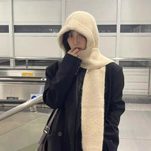 Load image into Gallery viewer, New Warm Knitted Winter Balaclava Neck Protection Soft Hooded Hat Thickened Solid Color One-Piece Scarf Cap Women